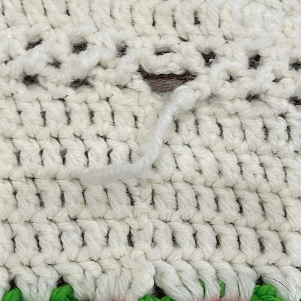 Crocheted Afghan Throw Blanket 3D Red Roses Granny Squares 51” X 52” - Picture 5 of 8
